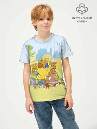 Детская футболка хлопок / Оранжевая корова LightBlue