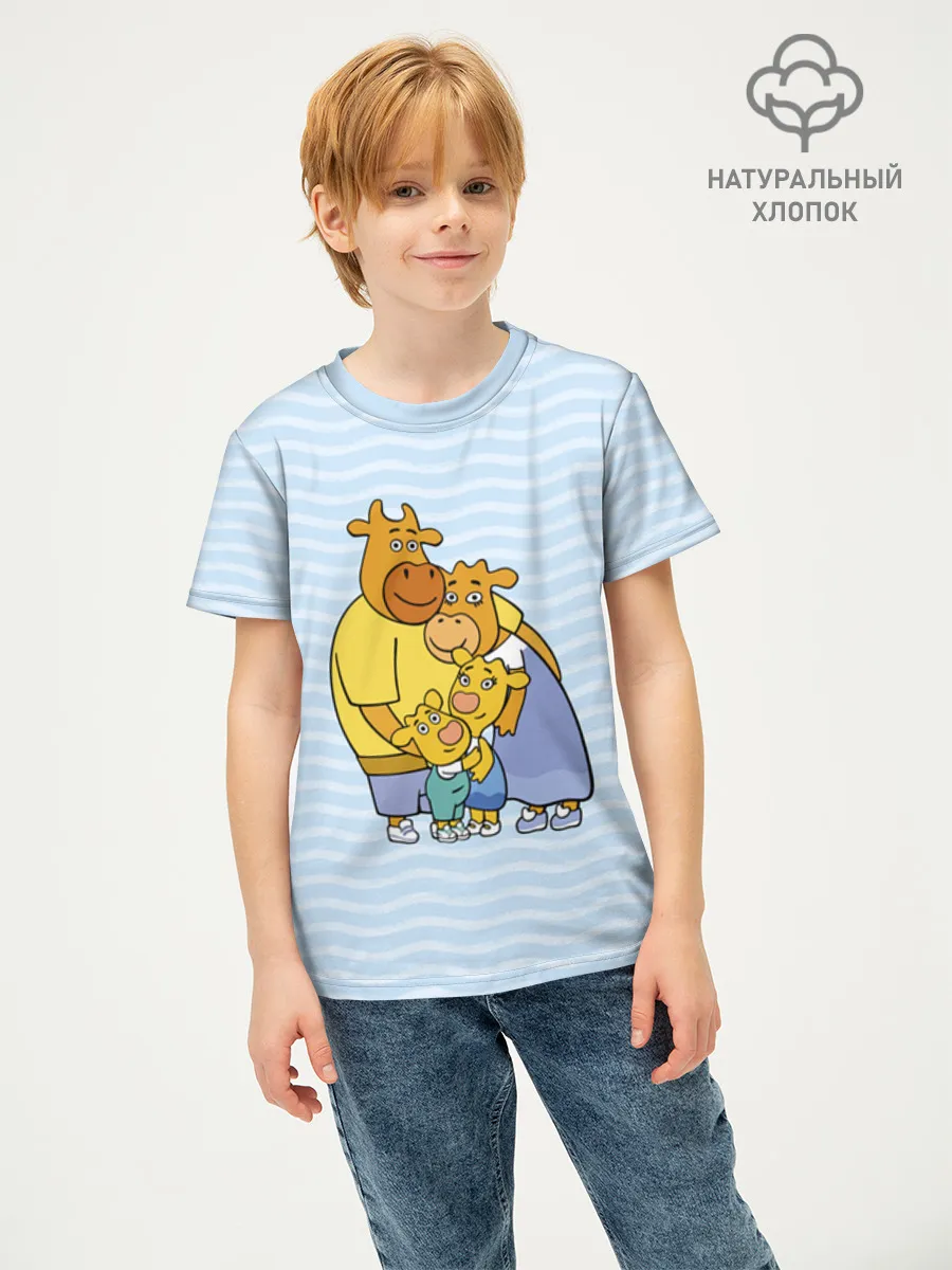 Детская футболка хлопок / Оранжевая корова FamilyLightBlue