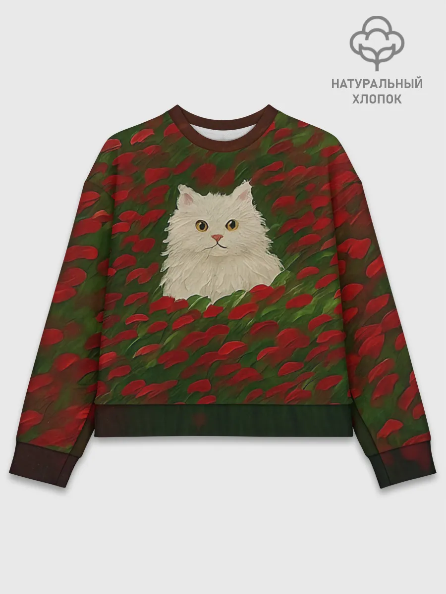 Женский свитшот базовый хлопок / CatRedGreen