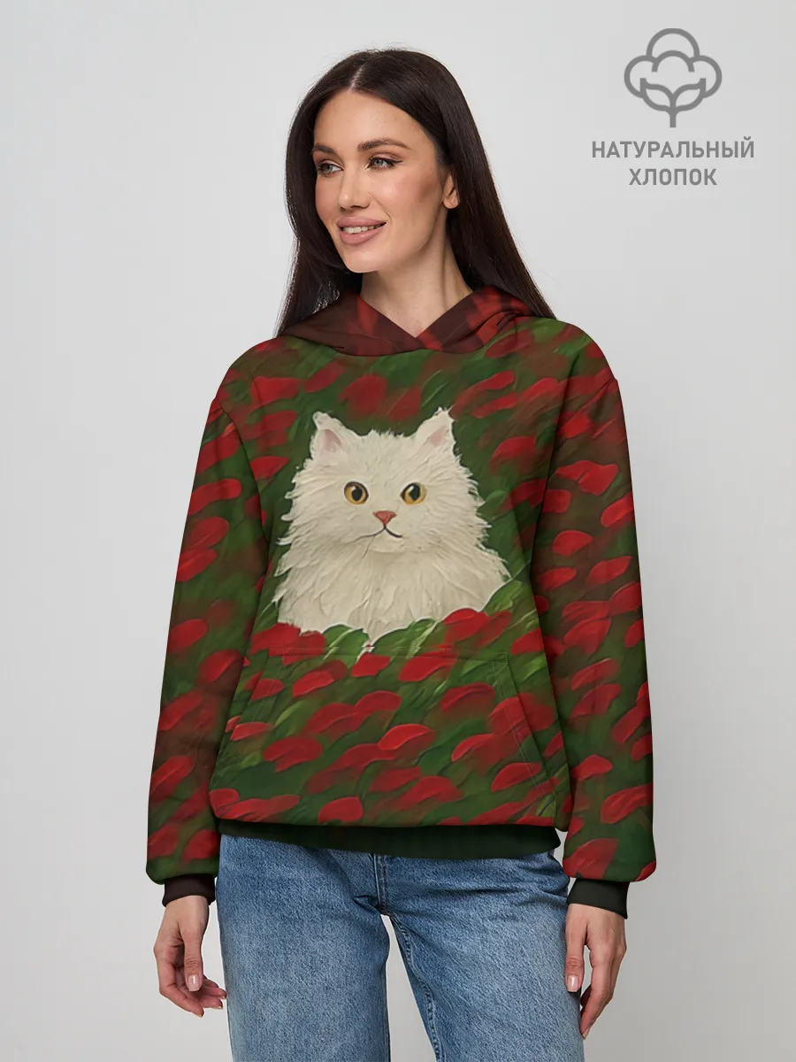 Худи женский база хлопок / CatRedGreen