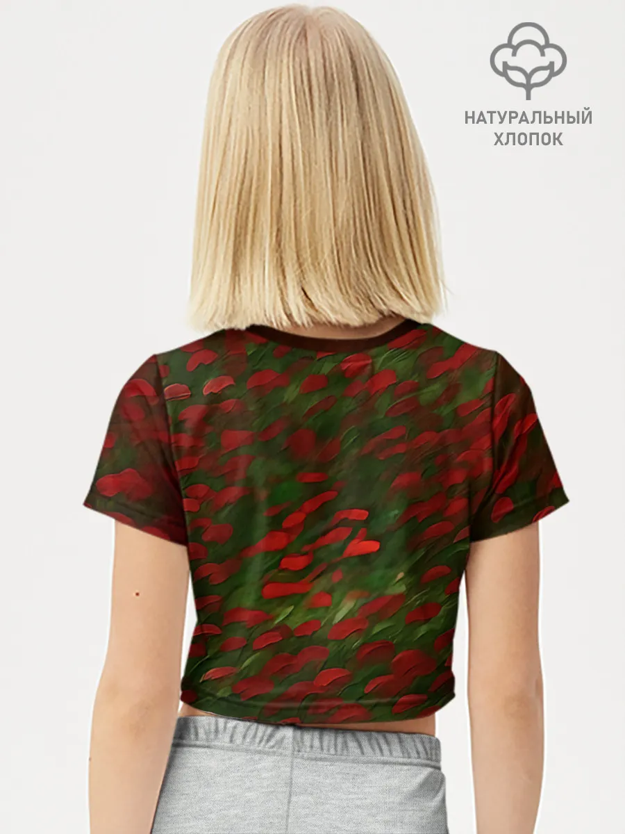 Футболка для девочки укороченная базовая хлопок / CatRedGreen