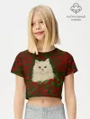 Футболка для девочки укороченная базовая хлопок / CatRedGreen