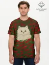 Мужская базовая футболка хлопок / CatRedGreen