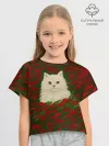 Футболка для девочки укороченная оверсайз хлопок / CatRedGreen