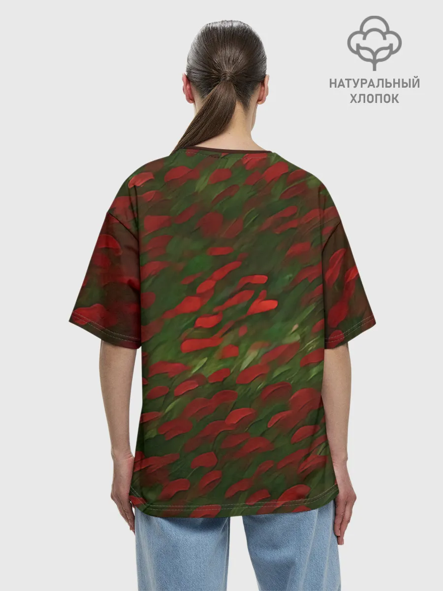 Женская футболка оверсайз хлопок / CatRedGreen