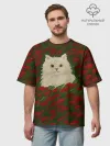 Футболка Мужская оверсайз премиум / CatRedGreen