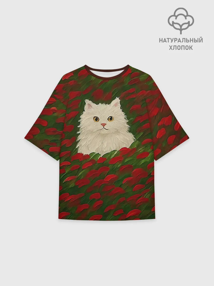 Футболка женская оверсайз премиум / CatRedGreen