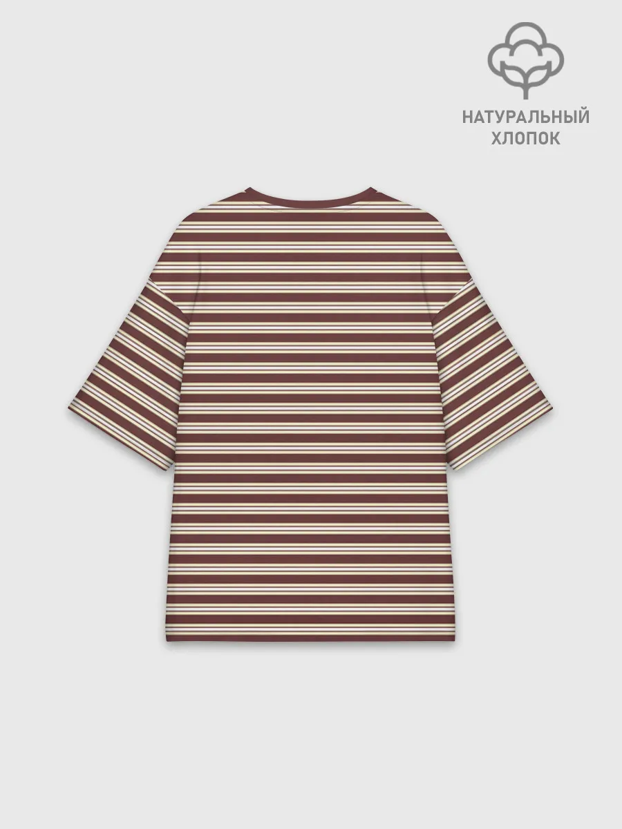 Женская футболка оверсайз хлопок / Полоска Ретро brown