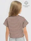 Футболка для девочки укороченная оверсайз хлопок / Полоска Ретро brown