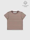 Футболка для девочки укороченная оверсайз хлопок / Полоска Ретро brown