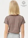 Футболка для девочки укороченная базовая хлопок / Полоска Ретро brown