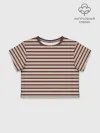 Футболка для девочки укороченная базовая хлопок / Полоска Ретро brown