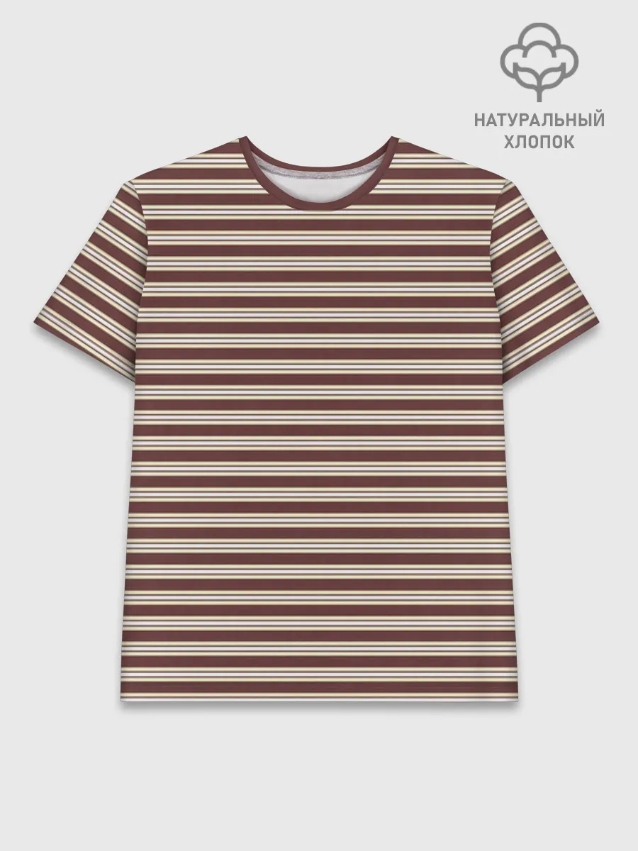 Мужская базовая футболка хлопок / Полоска Ретро brown