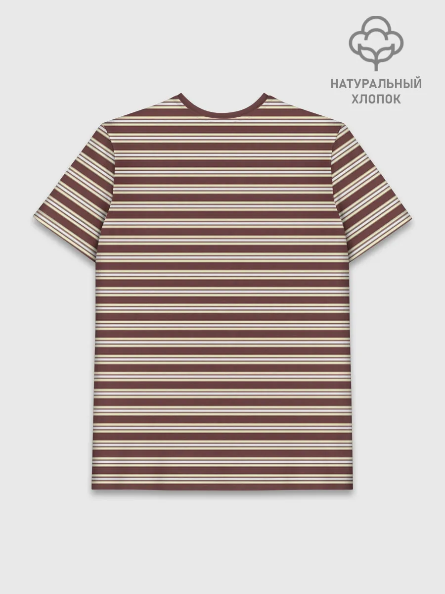 Мужская базовая футболка хлопок / Полоска Ретро brown