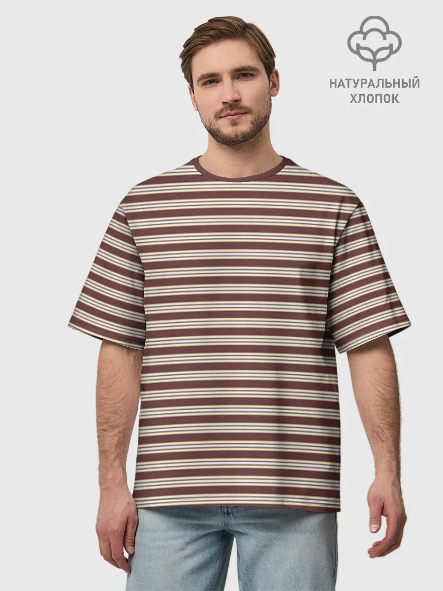 Футболка Мужская оверсайз премиум / Полоска Ретро brown