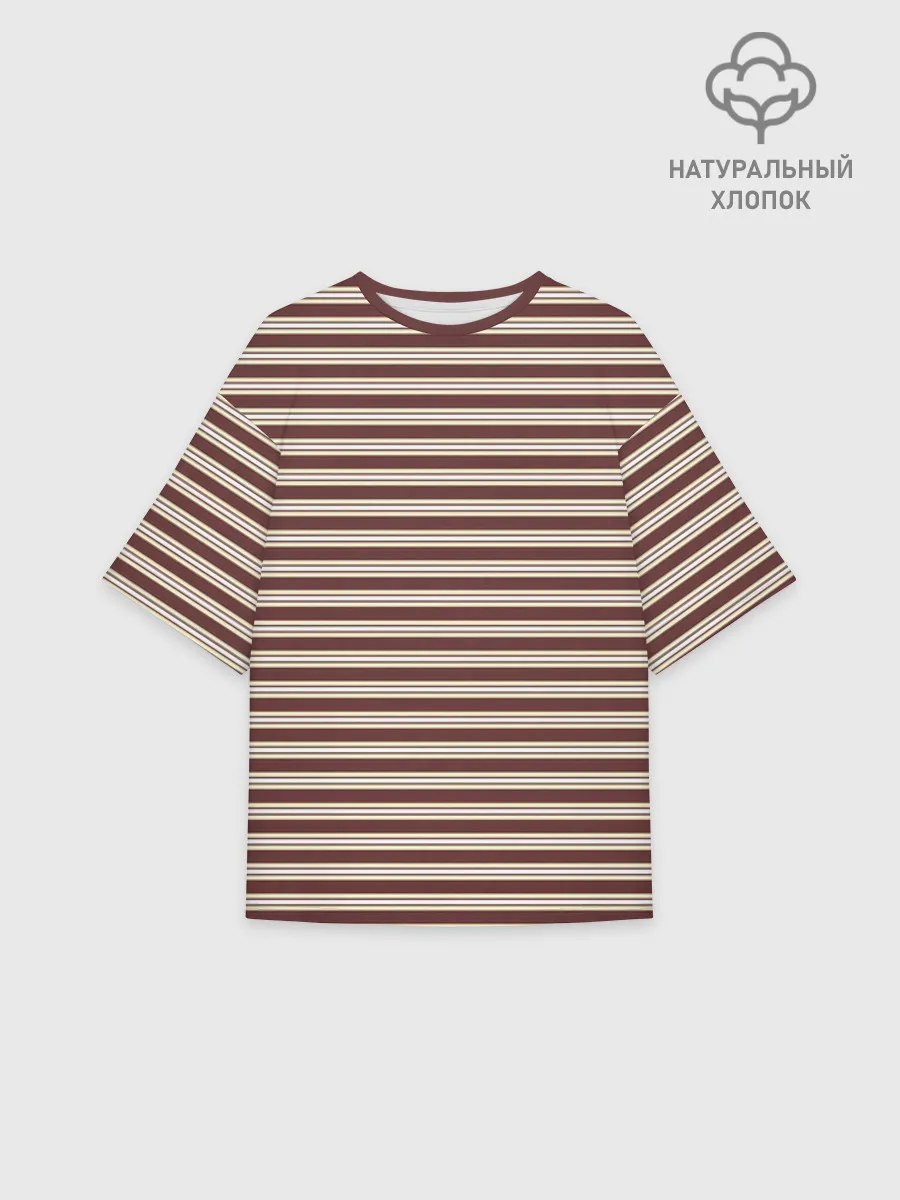 Футболка женская оверсайз премиум / Полоска Ретро brown