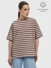 Футболка женская оверсайз премиум / Полоска Ретро brown