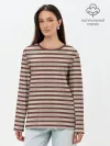 Лонгслив женский. Хлопок / Полоска Ретро brown