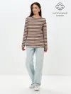 Лонгслив женский. Хлопок / Полоска Ретро brown