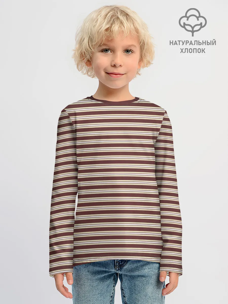 Детский лонгслив хлопок / Полоска Ретро brown