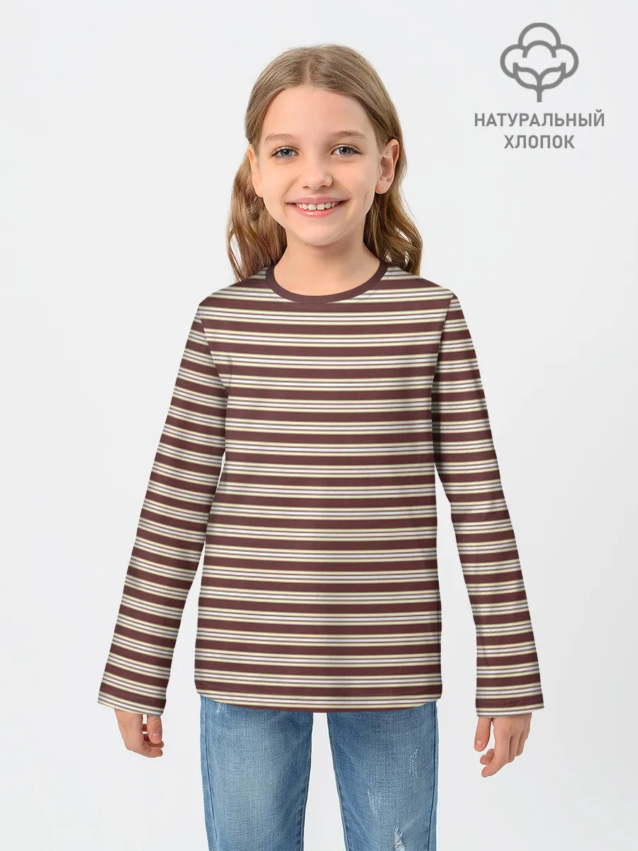 Детский лонгслив хлопок / Полоска Ретро brown