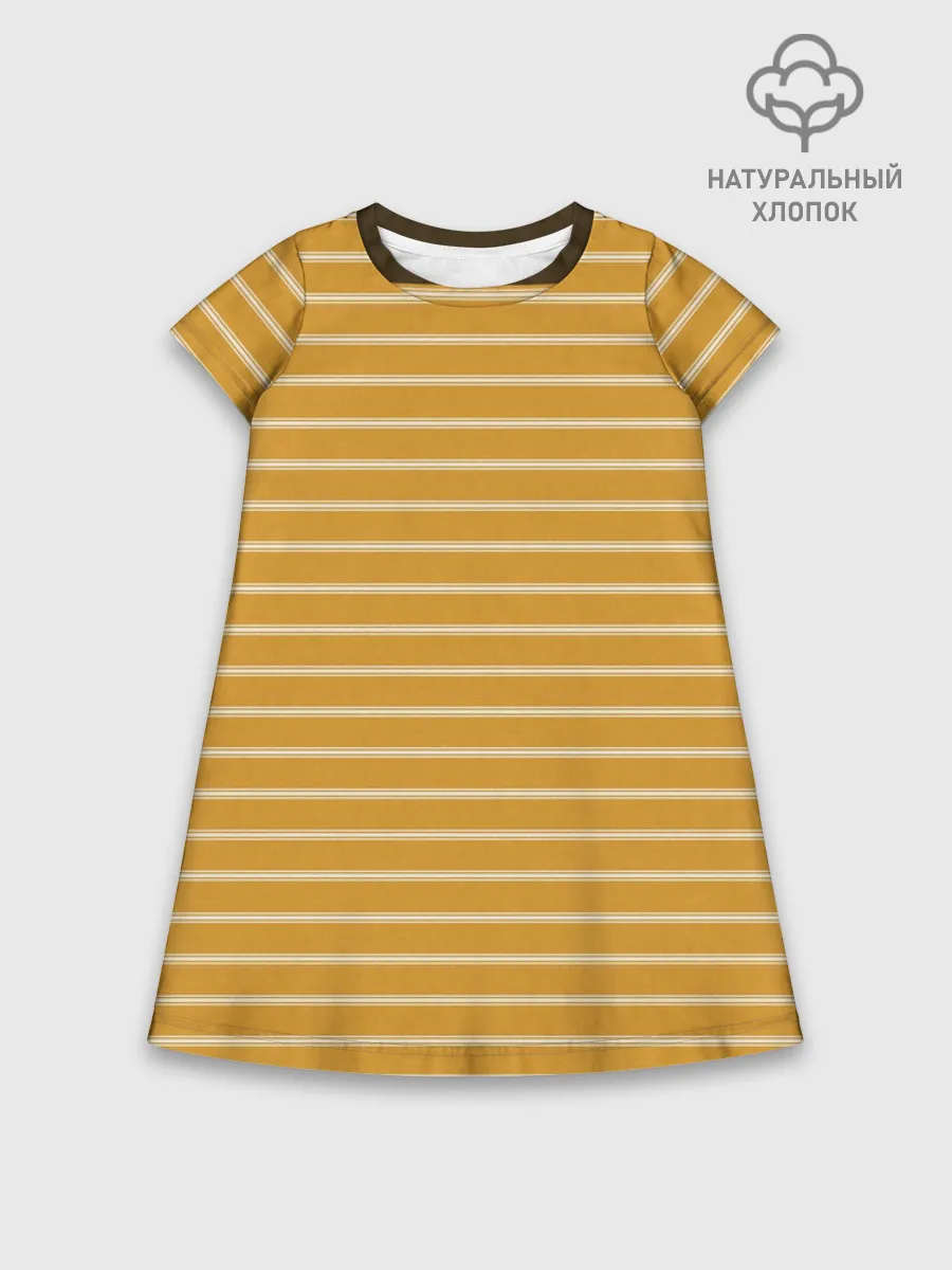 Детское платье хлопок / Полоска Ретро жёлтая