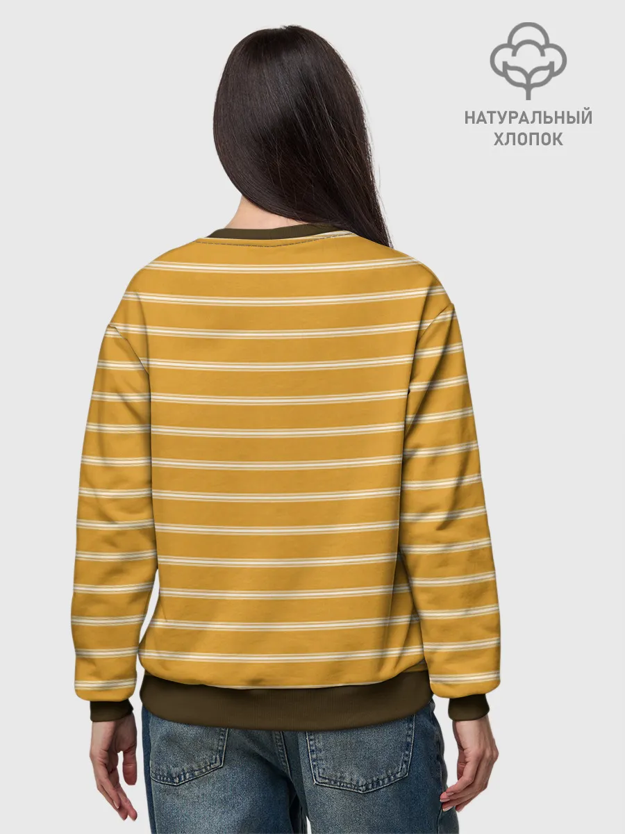 Женский свитшот базовый хлопок / Полоска Ретро жёлтая