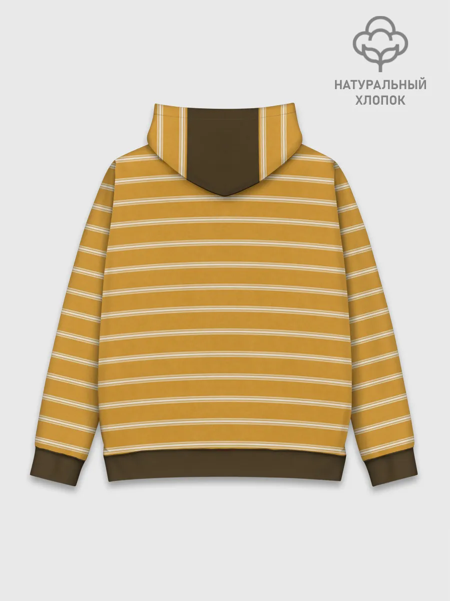 Худи мужской база хлопок / Полоска Ретро жёлтая