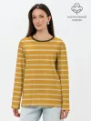 Лонгслив женский. Хлопок / Полоска Ретро жёлтая