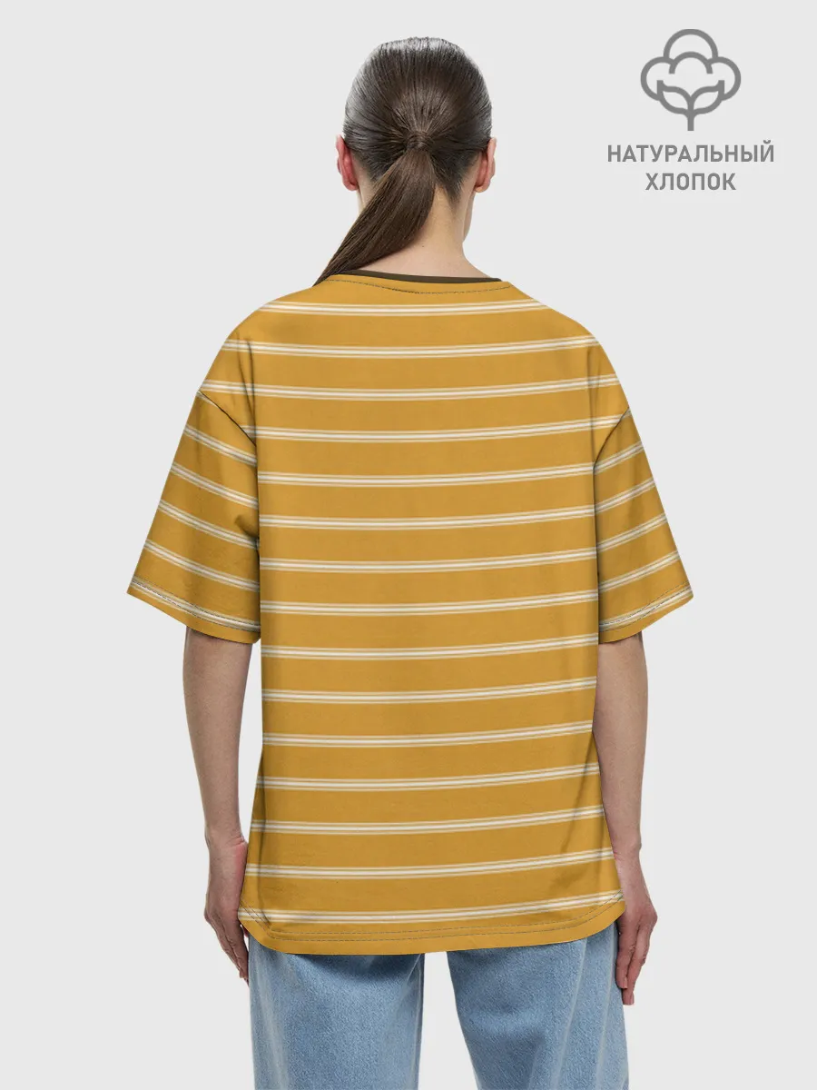 Футболка женская оверсайз премиум / Полоска Ретро жёлтая