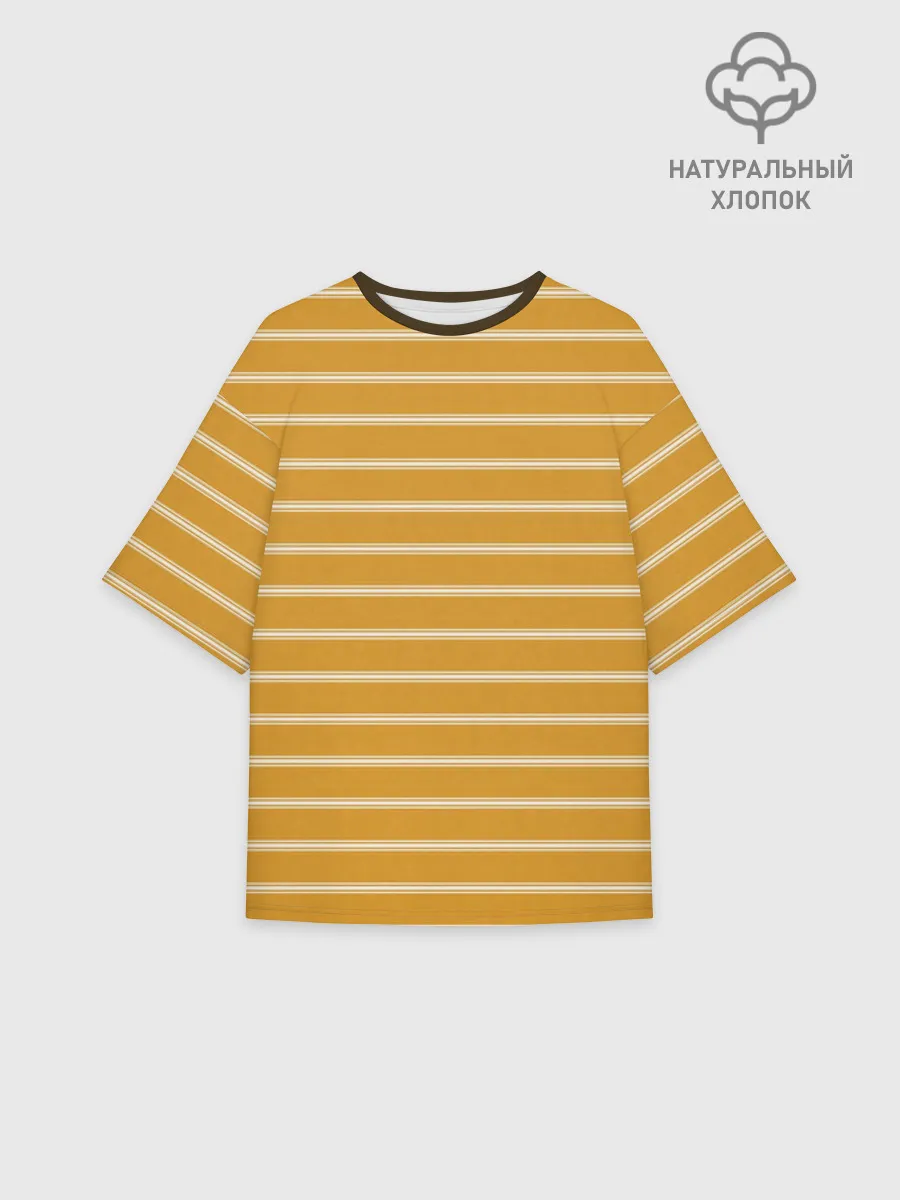 Футболка женская оверсайз премиум / Полоска Ретро жёлтая