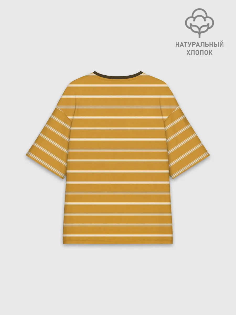 Футболка женская оверсайз премиум / Полоска Ретро жёлтая