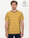 Мужская базовая футболка хлопок / Полоска Ретро жёлтая