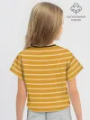 Футболка для девочки укороченная оверсайз хлопок / Полоска Ретро жёлтая