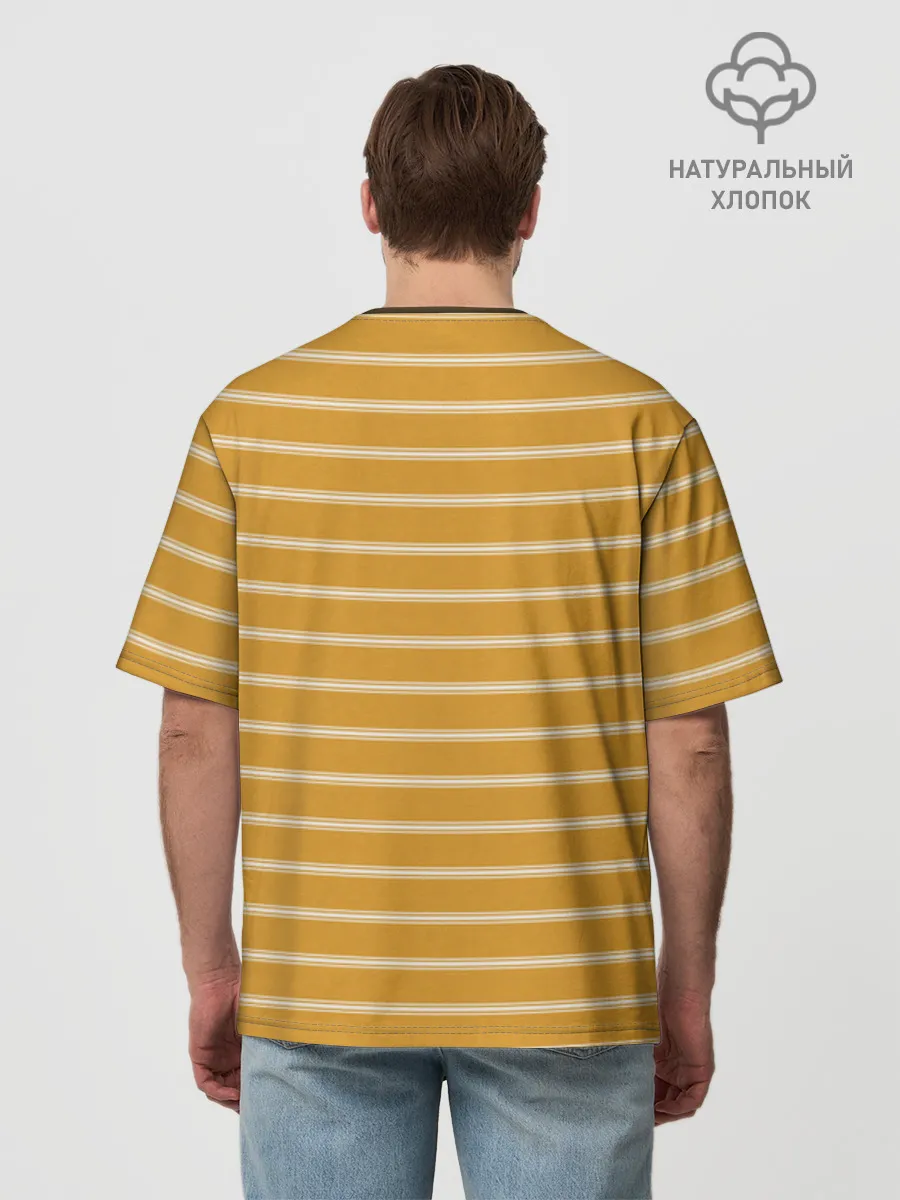 Футболка Мужская оверсайз премиум / Полоска Ретро жёлтая
