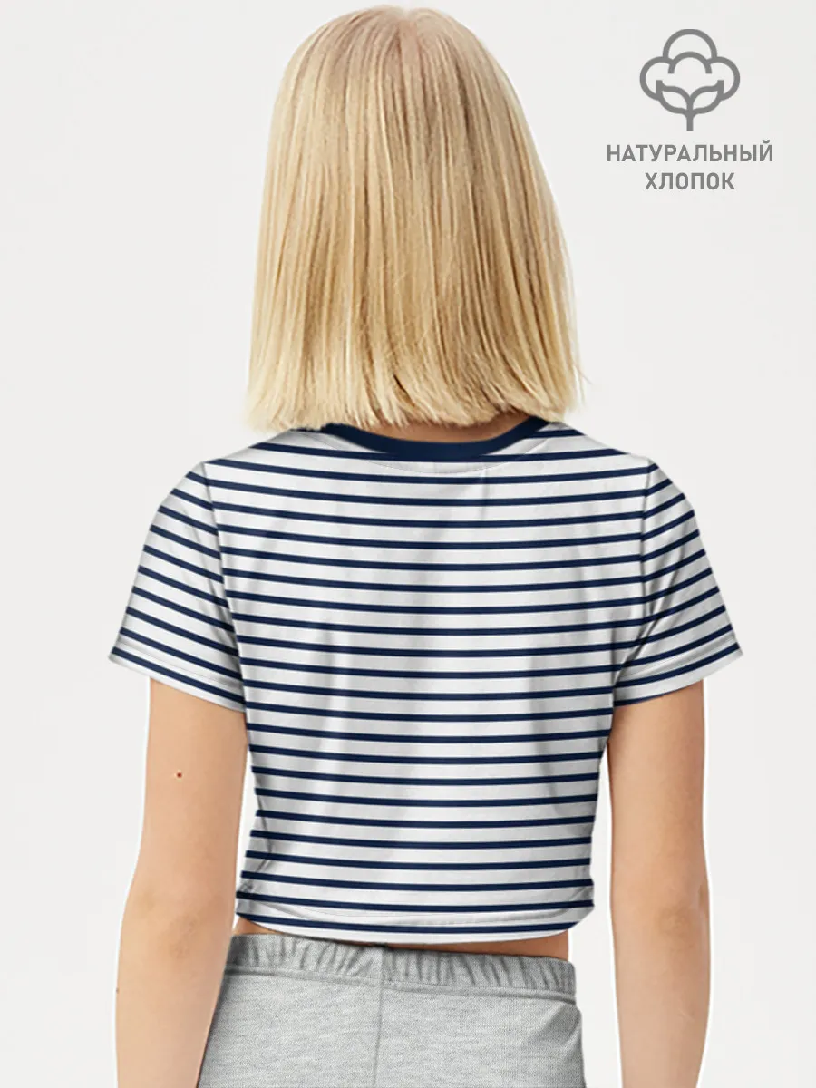 Футболка для девочки укороченная базовая хлопок / Тельняшка