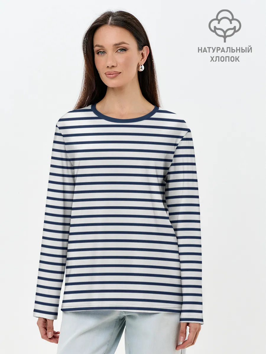 Лонгслив женский. Хлопок / Тельняшка