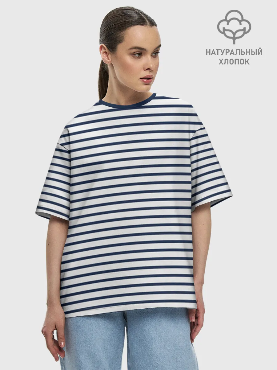 Футболка женская оверсайз премиум / Тельняшка