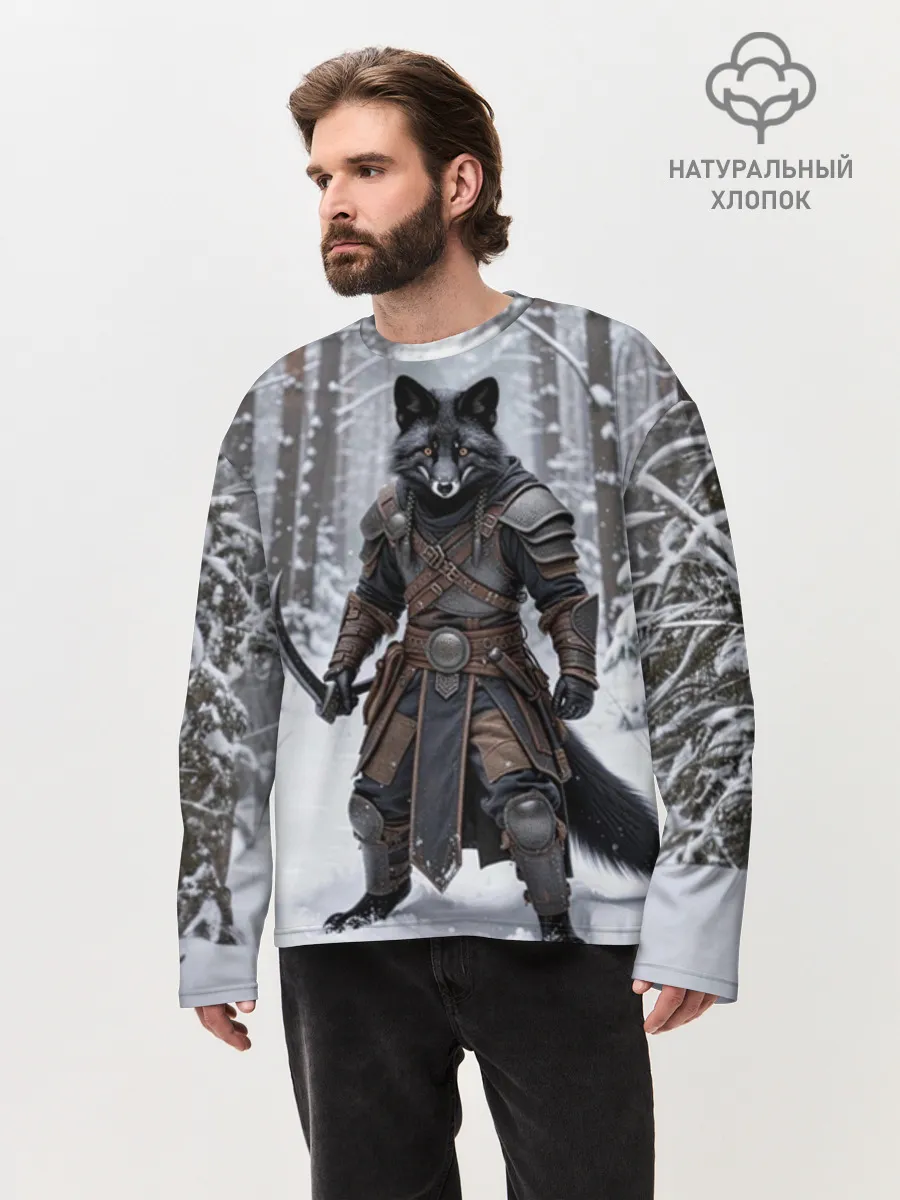 Мужской лонгслив оверсайз хлопок / Сургут место силы