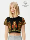 Футболка для девочки укороченная базовая хлопок / Russian girl