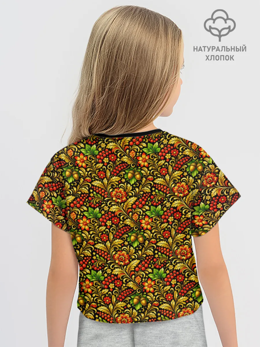 Футболка для девочки укороченная оверсайз хлопок / Russian girl