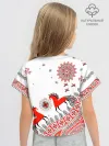 Футболка для девочки укороченная оверсайз хлопок / Мезенская роспись Horse Kids