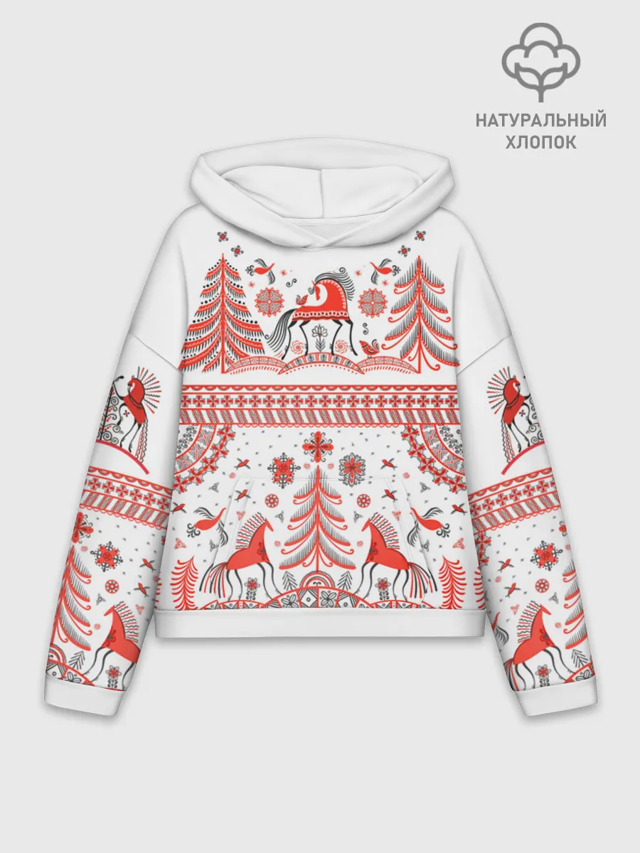 Худи женский оверсайз хлопок / MezenHorse woman