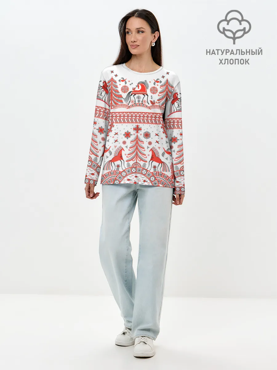 Лонгслив женский. Хлопок / MezenHorse woman