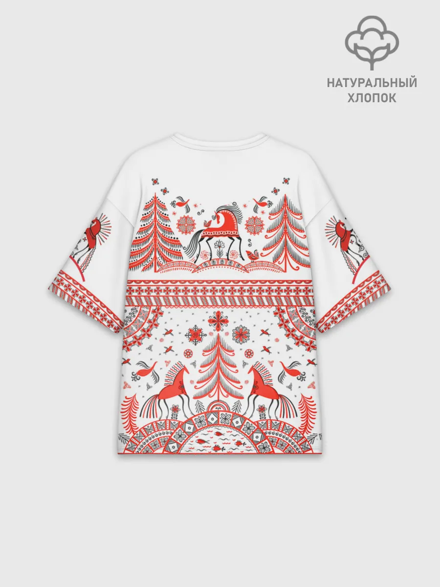 Женская футболка оверсайз хлопок / MezenHorse woman