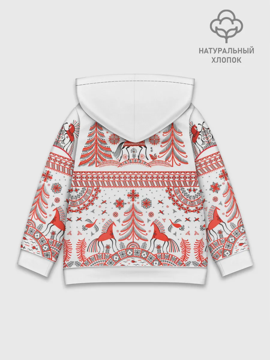 Детское худи хлопок / Мезенская роспись Horse kids