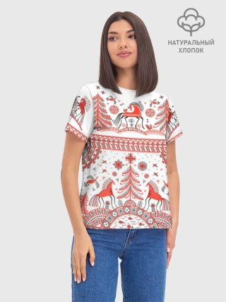 Женская базовая футболка хлопок / MezenHorse woman