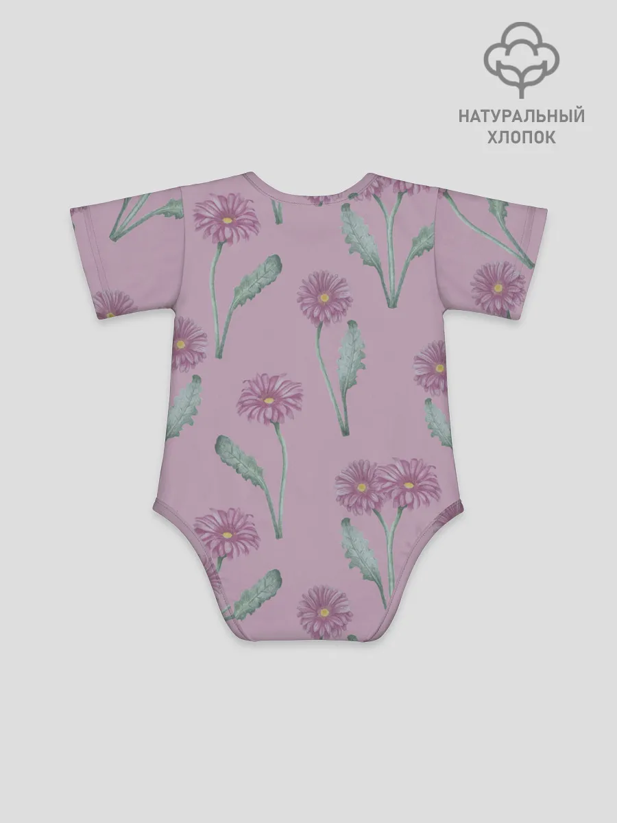 Детское боди / Розовые герберы на розовом фоне