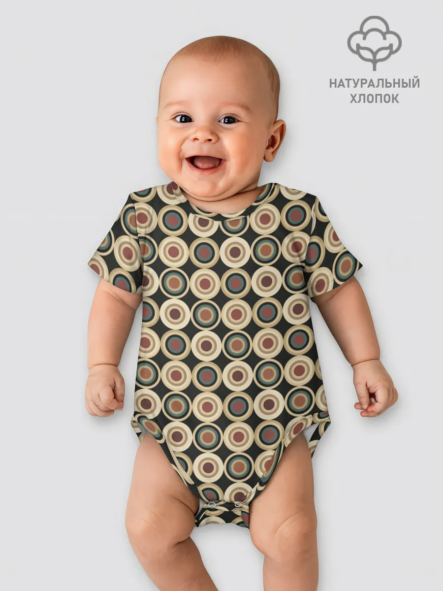 Детское боди / Абстракция из бежевых и зеленых кругов