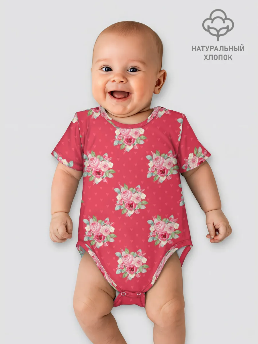 Детское боди / Красные цветы розы